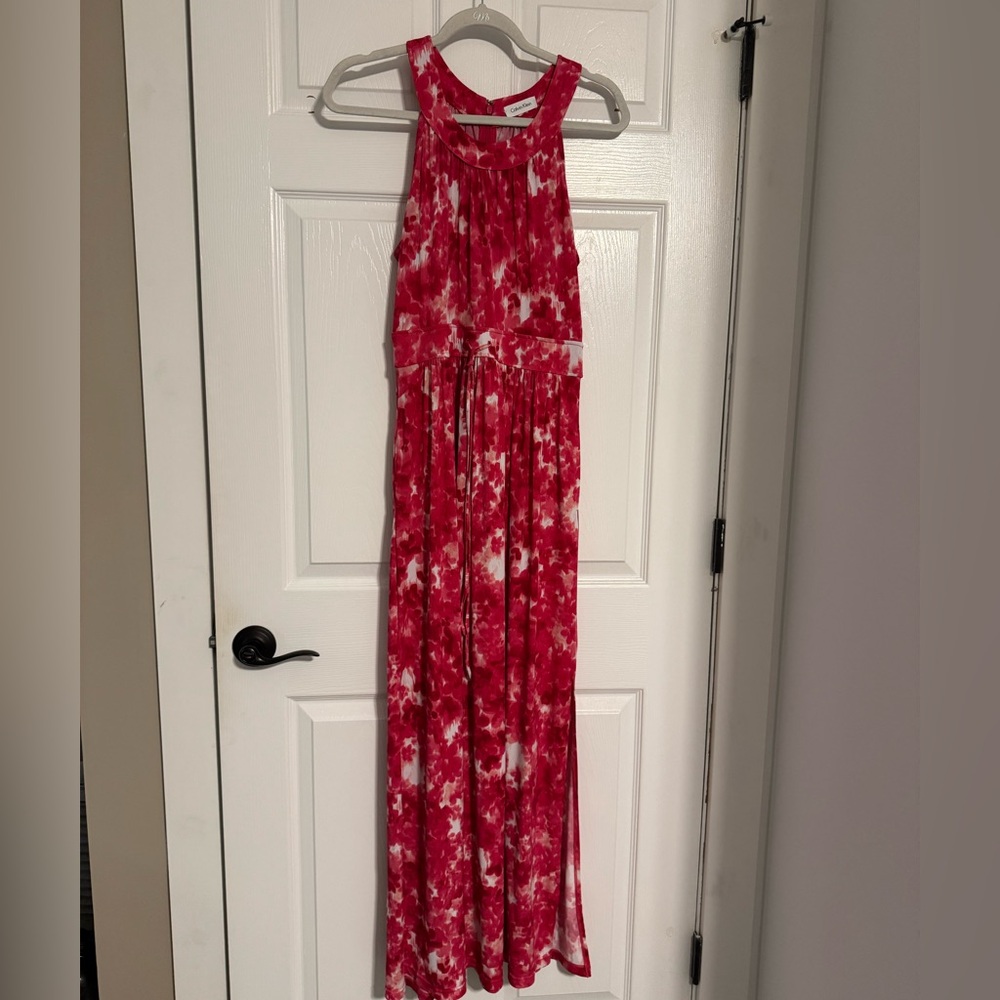 Calvin Klein Red Pink & White Printed Dress